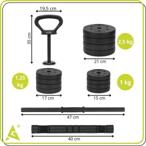 Hantle regulowane 30 kg zestaw obciążeń gryf do treningu siłowego talerze zaciski UNIWERSALNY 26