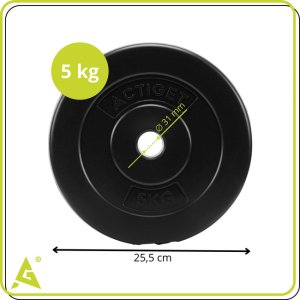 Obciążenie bitumiczne 5 kg 4 szt. talerze kompozytowe 31 mm krążki do sztangi hantli UNIWERSALNY 6