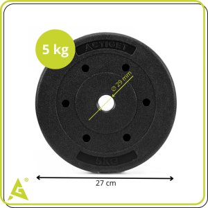 Obciążenie bitumiczne 5 kg 4szt. talerz kompozytowy 29 mm krążek do sztangi hantli UNIWERSALNY 6