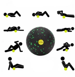 Piłka do masażu pleców i karku, średnio twarda, roller punktowy czarno-zielony UNIWERSALNY 6