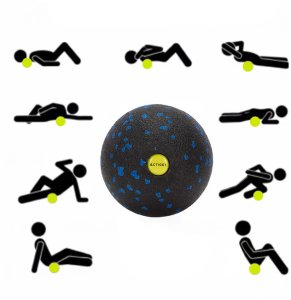 Piłka do masażu pleców i karku, średnio twarda, roller punktowy czarno-niebieski UNIWERSALNY 6