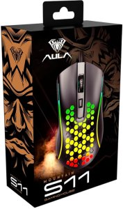 Mysz Aula S11 Tęczowy oświetlenia przewodowa gaming optyczna mysz 4 pogas 1200-3600dpi z otworami wentylacyjnymi czarna 2