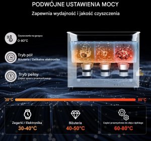 Myjka ultradźwiękowa 15L 360W 40kHz z grzałką i timerem do biżuterii 5