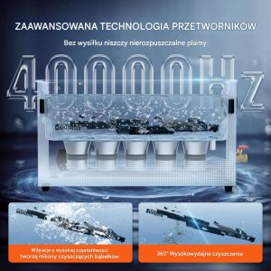 Myjka ultradźwiękowa 10L 300W 40kHz z grzałką i koszem do broni 4