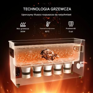 Myjka ultradźwiękowa 10L 300W 40kHz z grzałką i koszem do broni 5