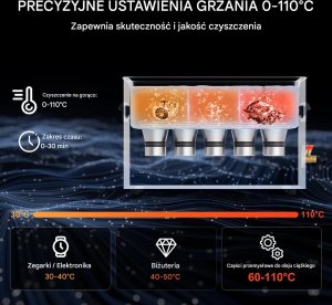 Ultradźwiękowa myjka 30L z grzałką i timerem 360W do części i narzędzi 5