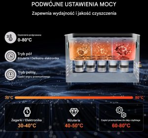 Myjka ultradźwiękowa 30L 600W 40kHz z grzałką i timerem do narzędzi 5