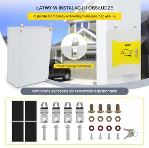 Skrzynka na ładowarkę Tesla 705025 cm IP32 organizer kabli zewnętrzny 6