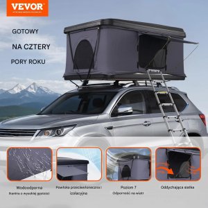Namiot turystyczny Vevor Namiot dachowy hard shell 23 os., drabinka materac do SUV/pickupa 3