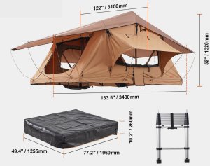 Namiot turystyczny Vevor Namiot dachowy hard shell 23 os. składany drabinka materac do SUV/pickupa 2