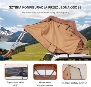 Namiot turystyczny Vevor Namiot dachowy hard shell 23 os. składany drabinka materac do SUV/pickupa 5