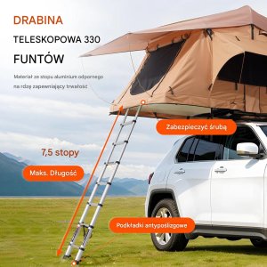 Namiot turystyczny Vevor Namiot dachowy hard shell 23 os. składany drabinka materac do SUV/pickupa 6