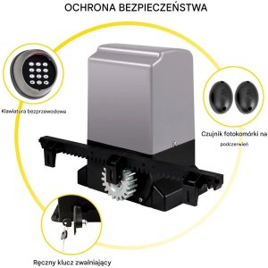 Napęd do bramy przesuwnej 1800kg 5m z pilotami i sterowaniem APP 7
