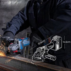 DongCheng Szlifierka Kątowa 125mm 18V 1000W Bezszczotkowa 3-Biegi Zestaw 2