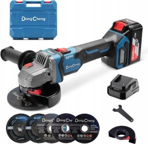 DongCheng Szlifierka Kątowa 125mm 18V 1000W Bezszczotkowa 3-Biegi Zestaw 5