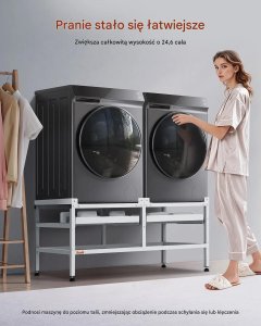 Podstawa pod pralkę stelaż 123x64 cm 270 kg z podwójną tacą stabilna 3