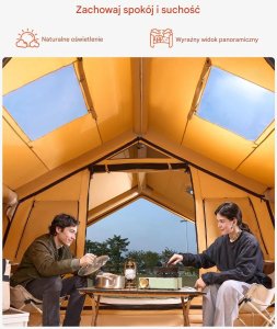 Namiot dmuchany 8-12 os. składany pompka luksusowy glamping z piecem 2