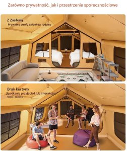 Namiot dmuchany 8-12 os. składany pompka luksusowy glamping z piecem 3