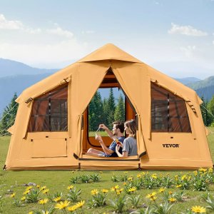 Namiot dmuchany 8-12 os. składany pompka luksusowy glamping z piecem 7
