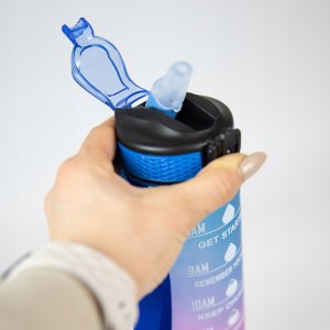 2x Butelka Sportowa Bidon na Wodę 1L Motywacyjny z Podziałką Rurka Fitness 11
