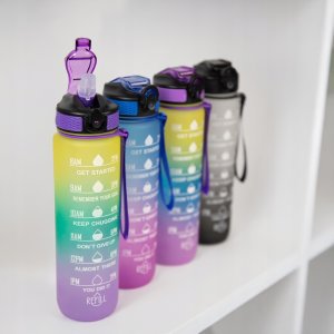 2x Butelka Sportowa Bidon na Wodę 1L Motywacyjny z Podziałką Rurka Fitness 14