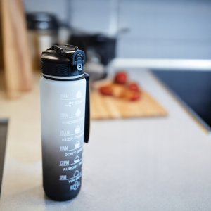 2x Butelka Sportowa Bidon na Wodę 1L Motywacyjny z Podziałką Rurka Fitness 6