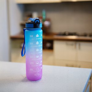 2x Butelka Sportowa Bidon na Wodę 1L Motywacyjny z Podziałką Rurka Fitness 7