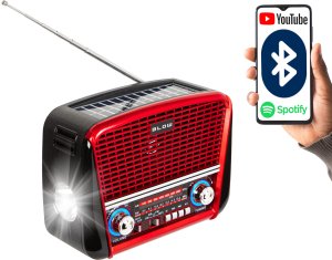 77-556# Radio przenośne analogowe am/fm bt blow ra17 solarne czerwone 120