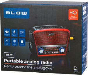 77-556# Radio przenośne analogowe am/fm bt blow ra17 solarne czerwone 70
