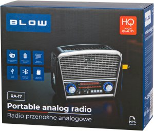 77-557# Radio przenośne analogowe am/fm bt blow ra17 solarne srebrne 9
