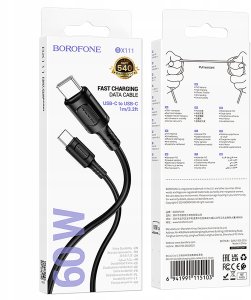 Borofone KABEL BOROFONE 2X USB TYP-C 1m PRZEWÓD 60W 3A 5