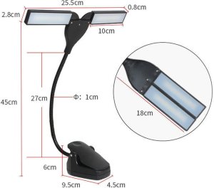 LAMPKA DO CZYTANIA Z KLIPSEM LED REGULACJA JASNOŚCI BATERIE LAMPKA DO NUT 6