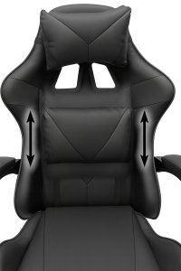 Fotel gamingowy czarny z poduszką lędźwiową i zagłówkiem do biurka 14