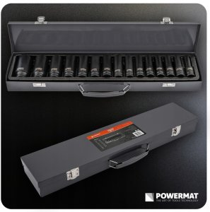 ZESTAW NASADEK UDAROWYCH DO KLUCZY 10-30MM HEX 15SZT 1/2" 78MM CRV WALIZKA 4