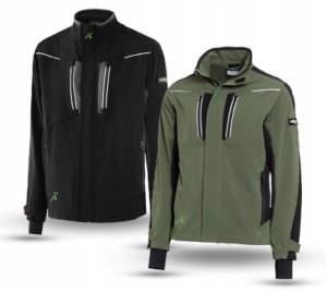 Męska bluza robocza elastyczna wiatroszczelna dodatki odblaskowe 3M Scotchlite budownictwo serwis montaż oliwkowa czarna STRETCH LINE - oliwkowy L 3