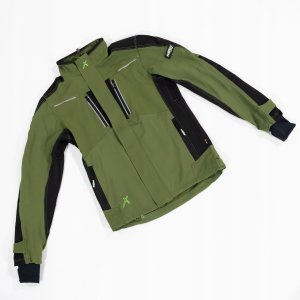 Męska bluza robocza elastyczna wiatroszczelna dodatki odblaskowe 3M Scotchlite budownictwo serwis montaż oliwkowa czarna STRETCH LINE - oliwkowy L 8