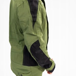 Męska bluza robocza elastyczna wiatroszczelna dodatki odblaskowe 3M Scotchlite budownictwo serwis montaż oliwkowa czarna STRETCH LINE - oliwkowy L 10