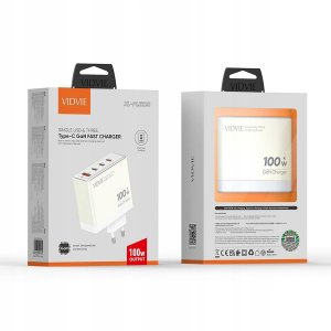 SZYBKA Ładowarka sieciowa VIDVIE 100W USB 3X USB TYP-C KOSTKA DO TELEFONU 3