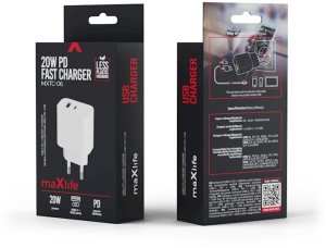 Maxlife ładowarka sieciowa PD QC MXTC-06 1x USB-C 1x USB 20W biała 12