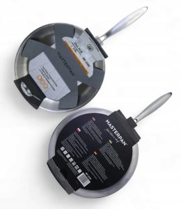 Patelnia stalowa Masterpan 30cm Tri-Ply 3-warstwowa, indukcja, gaz. Premium 3