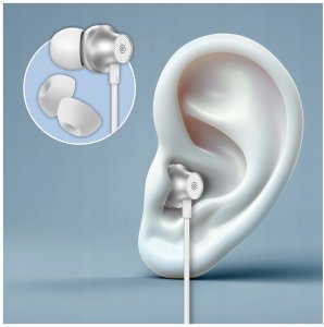 Forever słuchawki przewodowe EP-02 dokanałowe USB-C białe 5