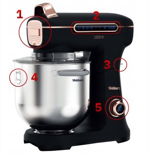 Robot kuchenny planetarny Webber XEF900 1800W misa 7L mikser wielofunkcyjny 10