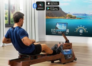 MERACH R14 Wioślarz Wodny do 150kg 22L Podwójna Szyna Trening Domowy 6