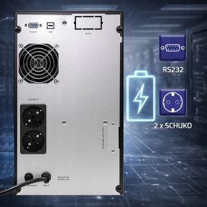 Qoltec Zasilacz awaryjny UPS Pure Sine Wave | 2kVA | 1600W | AVR | LCD | Czysty Sinus 4