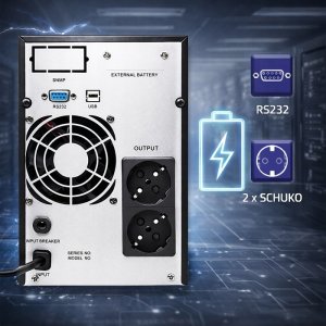 Qoltec Zasilacz awaryjny UPS Pure Sine Wave | 1kVA | 800W | AVR | LCD | Czysty Sinus 4