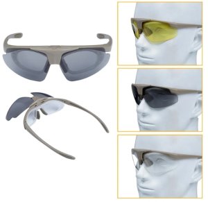 Okulary strzeleckie Wosport Tan - 3 wymienne wizjery, pasek 3