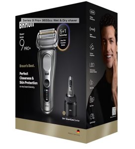 Braun Series 9 Pro+ 9655cc, Foil shaver, Grey, Buttons, Battery, Lithium-Ion (Li-Ion), Built-in battery 3