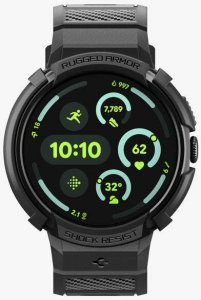 Spigen Rugged Armor Pro + Stand, matte black - Google Pixel Watch 4 45mm 2