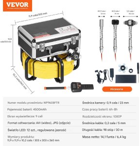 Kamera inspekcyjna profesjonalna endoskopowa 30 m + lokalizator 2