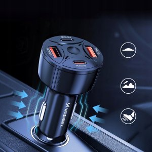 Ładowarka samochodowa Wozinsky WLS-04 60W 2xUSB-C 2xUSB-A - czarna 2